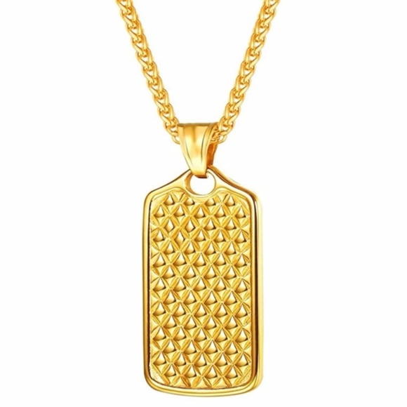 Mens "Cameron" 18K Gold Plated Dog Tag Necklace - Picture 1 of 4